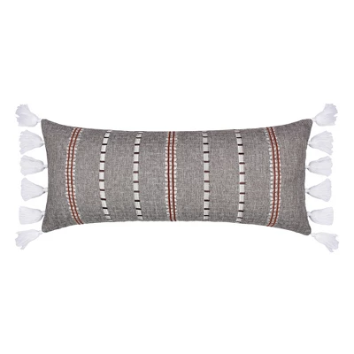 Black Pieced Applique Tassel Pillow - Levtex Home 3 Black Pieced Applique Tassel Pillow - Levtex Home