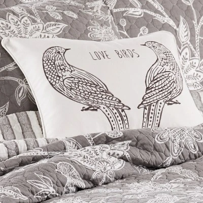 Tanzie Love Birds Pillow - Grey & White - Levtex Home 3 Tanzie Love Birds Pillow - Grey & White - Levtex Home