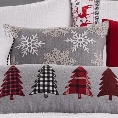 Rudolph Snowflake Decorative Pillow Gray - Levtex Home 4 Rudolph Snowflake Decorative Pillow Gray - Levtex Home - Image 2