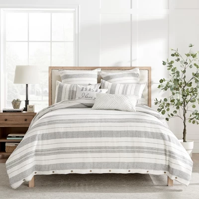 Monroe Stripe Grey Duvet Set - Levtex Home 8 Monroe Stripe Grey Duvet Set - Levtex Home - Image 6