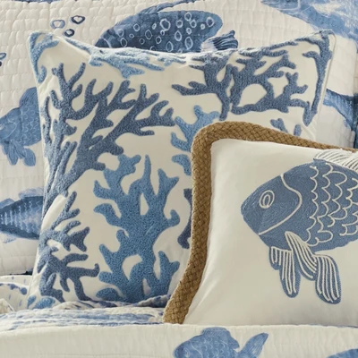 Pataya Coral Decorative Pillow Blue - Levtex Home 4 Pataya Coral Decorative Pillow Blue - Levtex Home - Image 2