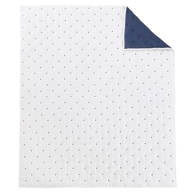 Embroidered Swiss Dot White And Navy Quilted Throw - Levtex Home 6 Embroidered Swiss Dot White And Navy Quilted Throw - Levtex Home - Image 4