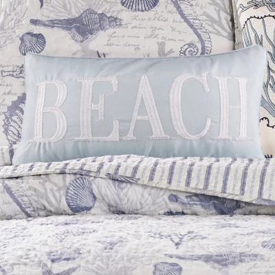 Tahiti Grey Beach Embroidered Decorative Pillow - Levtex Home 3 Tahiti Grey Beach Embroidered Decorative Pillow - Levtex Home