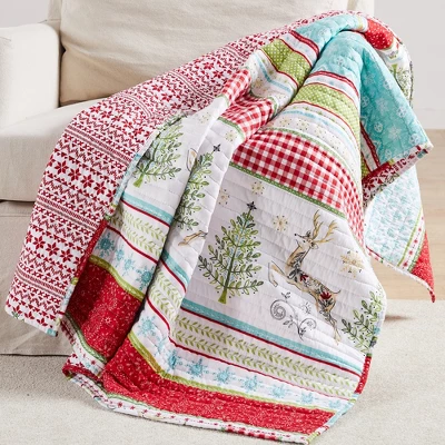 Comet & Cupid Holiday Quilted Throw Green - Merry & Bright 3 Comet & Cupid Holiday Quilted Throw Green - Merry & Bright