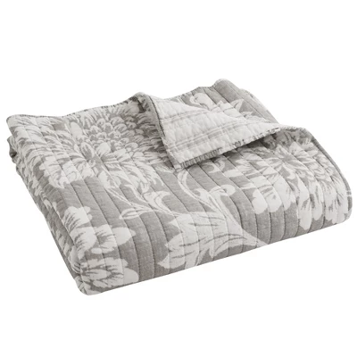 Sanira Taupe Floral Quilted Throw - Levtex Home 4 Sanira Taupe Floral Quilted Throw - Levtex Home - Image 2