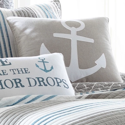 Provincetown Appliqued Anchor Pillow - Tan And White - Levtex Home 3 Provincetown Appliqued Anchor Pillow - Tan And White - Levtex Home