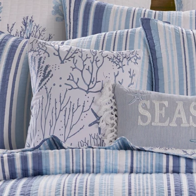 Zuma Beach Coral Embroidered Decorative Pillow - Levtex Home 3 Zuma Beach Coral Embroidered Decorative Pillow - Levtex Home