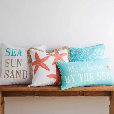 Teal Life Is Better By The Sea Pillow - Levtex Home 4 Teal Life Is Better By The Sea Pillow - Levtex Home - Image 2