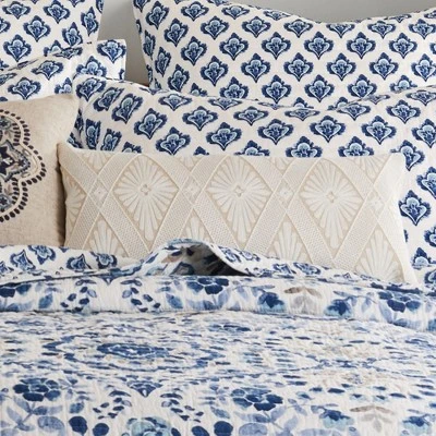 Lorrance Embroidered Diamond Decorative Pillow - Levtex Home 3 Lorrance Embroidered Diamond Decorative Pillow - Levtex Home