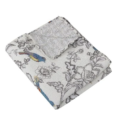 Mockingbird Toile Quilted Throw - Levtex Home 3 Mockingbird Toile Quilted Throw - Levtex Home