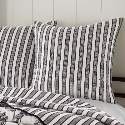 Tanzie Black Euro Sham Set Of 2 - Black & White - Levtex Home 3 Tanzie Black Euro Sham Set Of 2 - Black & White - Levtex Home