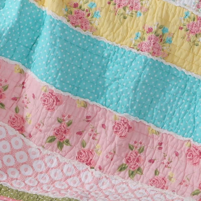 Vintage Garden Pink Throw - One Quilted Throw - Levtex Home 4 Vintage Garden Pink Throw - One Quilted Throw - Levtex Home - Image 2