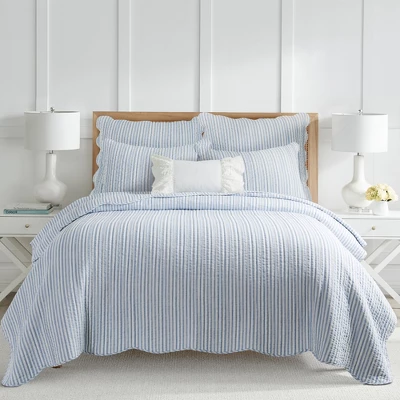 Martha Stripe Blue Euro Sham Set Of 2 - Levtex Home 3 Martha Stripe Blue Euro Sham Set Of 2 - Levtex Home