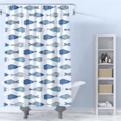 Catalina Fish Lined Shower Curtain With Grommets - Levtex Home