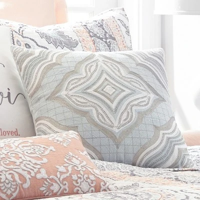Darcy Embroidered Spa Silver Decorative Pillow - Levtex Home 3 Darcy Embroidered Spa Silver Decorative Pillow - Levtex Home