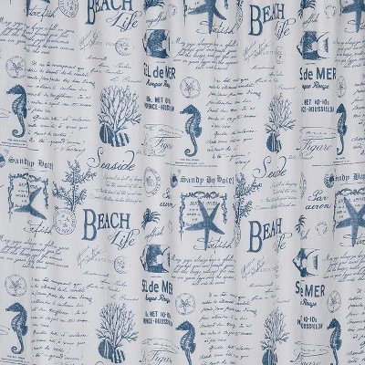 Beach Life Lined Shower Curtain With Grommets Navy - Levtex Home 5 Beach Life Lined Shower Curtain With Grommets Navy - Levtex Home - Image 3