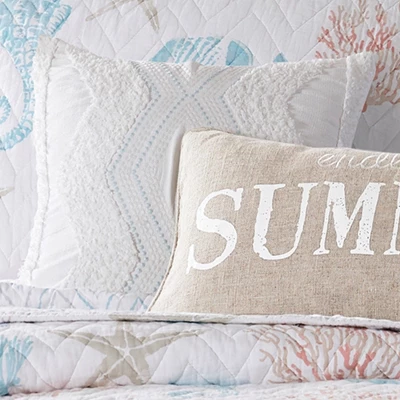 Blue Sea Chenille Tufted Decorative Pillow - Levtex Home 4 Blue Sea Chenille Tufted Decorative Pillow - Levtex Home - Image 2