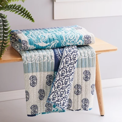 Chandra Printed Patchwork Quilted Throw - Levtex Home 3 Chandra Printed Patchwork Quilted Throw - Levtex Home
