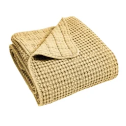 Mills Waffle Ochre Quilted Throw- Levtex Home -Levtex Home Shop GUEST c771c1c6 c601 4f83 b22a a9c3b447938e