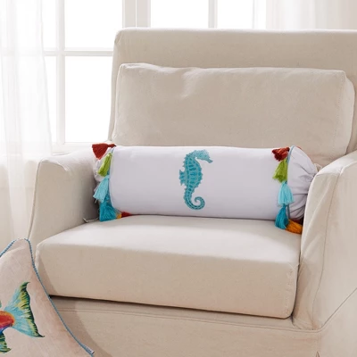 Beachwalk Seahorse Neckroll Decorative Pillow - Levtex Home 3 Beachwalk Seahorse Neckroll Decorative Pillow - Levtex Home