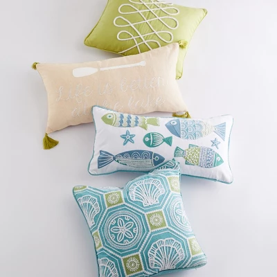 Ocean Springs Embroidered Fish Decorative Pillow - Levtex Home 5 Ocean Springs Embroidered Fish Decorative Pillow - Levtex Home - Image 3