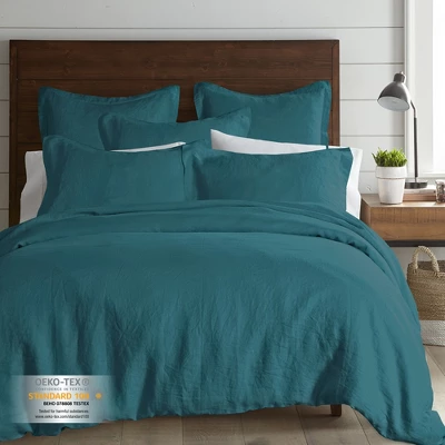 Washed Linen Teal Blue Sham - Levtex Home 3 Washed Linen Teal Blue Sham - Levtex Home