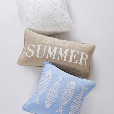 Blue Sea Fish Embroidered Decorative Pillow - Levtex Home 3 Blue Sea Fish Embroidered Decorative Pillow - Levtex Home