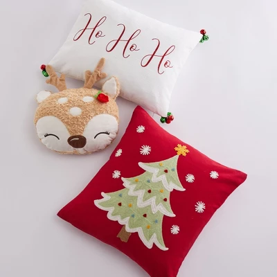 Comet & Cupid Holiday Decorative Pillow Beige - Merry & Bright 3 Comet & Cupid Holiday Decorative Pillow Beige - Merry & Bright