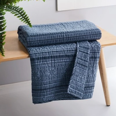 Tolteca Quilted Throw - Indigo - Levtex Home 3 Tolteca Quilted Throw - Indigo - Levtex Home