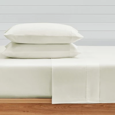Cream 300TC Sateen Twin-XL 3pc Sheet Set - Levtex Home 3 Cream 300TC Sateen Twin-XL 3pc Sheet Set - Levtex Home