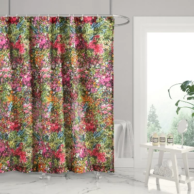 Basel Floral Lined Shower Curtain With Grommets - Levtex Home 3 Basel Floral Lined Shower Curtain With Grommets - Levtex Home